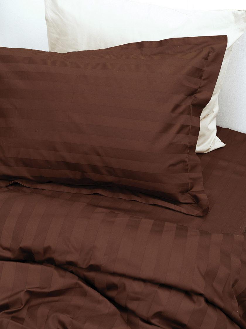 Ζεύγος Μαξιλαροθήκες Oxford 50x75 SATIN STRIPES BRUNETTE