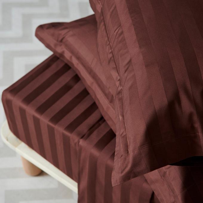 Ζεύγος Μαξιλαροθήκες Oxford 50x75 SATIN STRIPES BRUNETTE