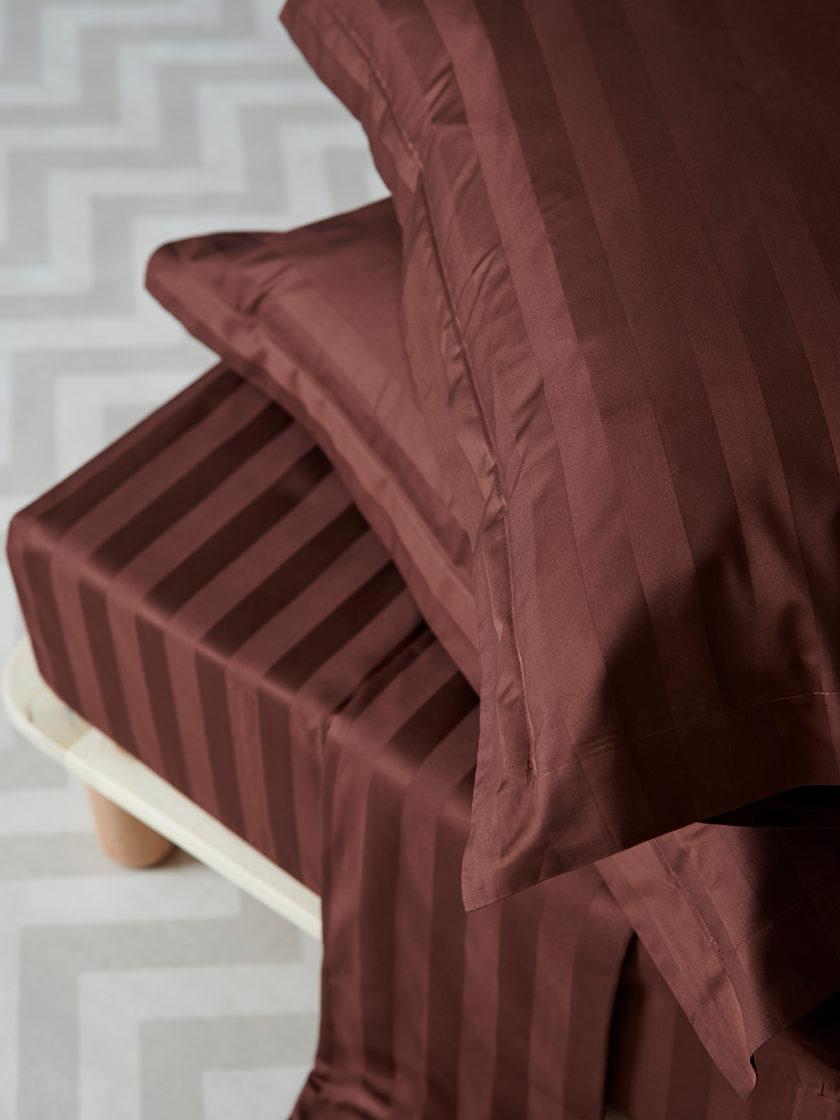 Ζεύγος Μαξιλαροθήκες Oxford 50x75 SATIN STRIPES BRUNETTE