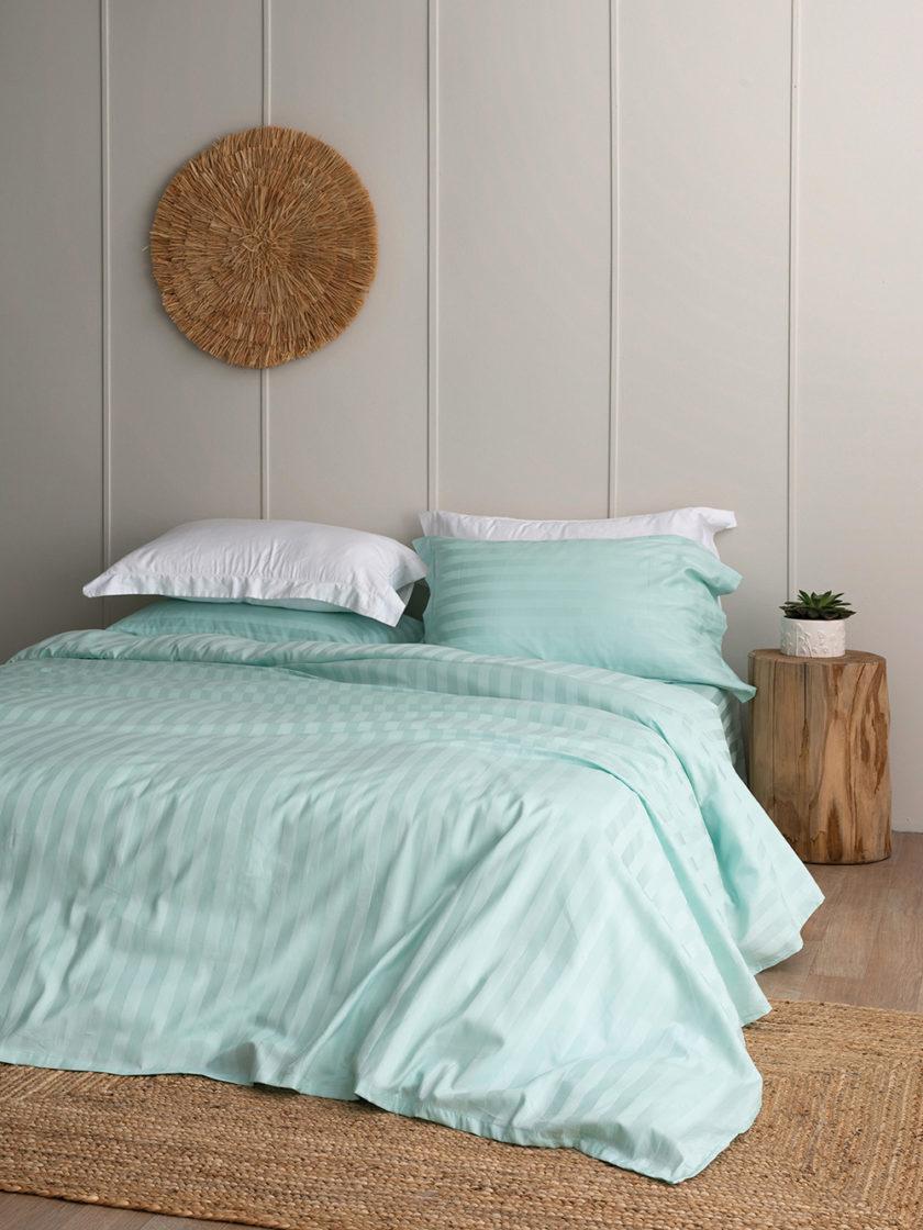 Σετ Υπέρδιπλα Σεντόνια 240x270 SATIN STRIPES MINT