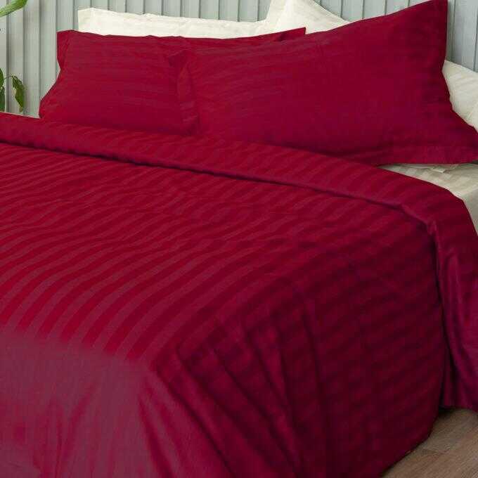 Σετ Υπέρδιπλα Σεντόνια 240x270 SATIN STRIPES HS RED