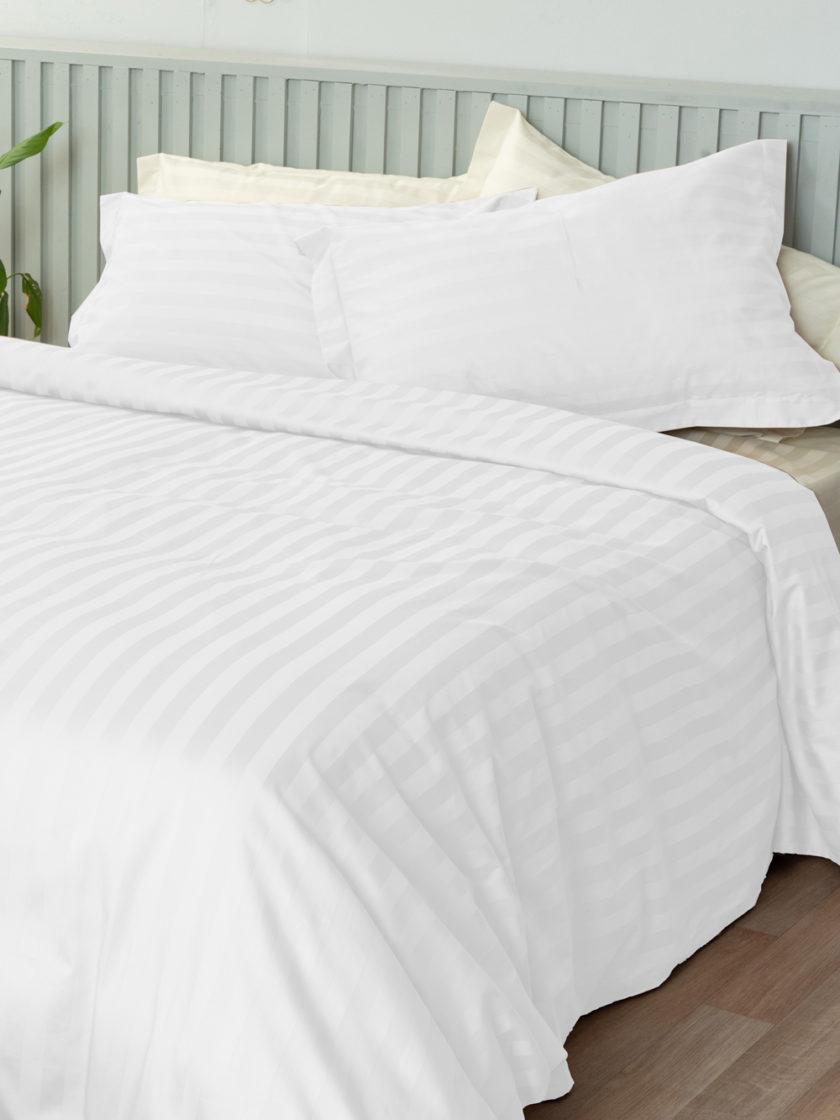 Σετ Υπέρδιπλα Σεντόνια 240x270 SATIN STRIPES HS WHITE