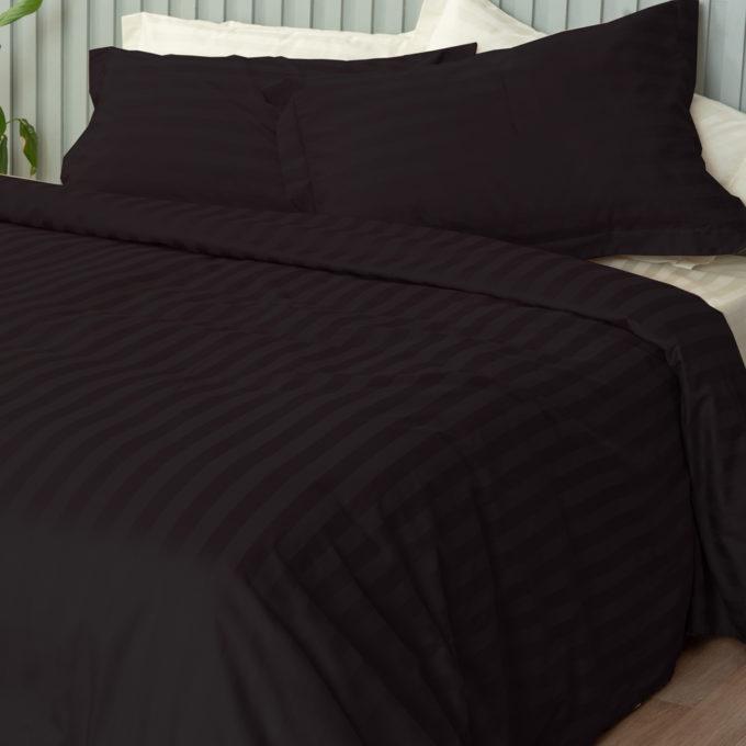 Ζευγος Μαξιλαροθηκες Oxford 50x75 SATIN STRIPES HS BLACK