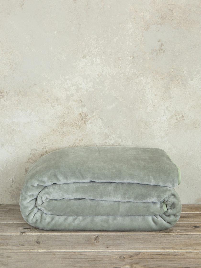 Κουβέρτα Βελουτέ Γίγας 240x260 Coperta - Sage Green