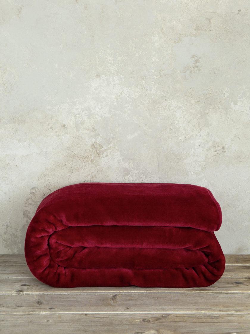 Κουβέρτα Βελουτέ Υπέρδιπλη 220x240 Coperta - Red