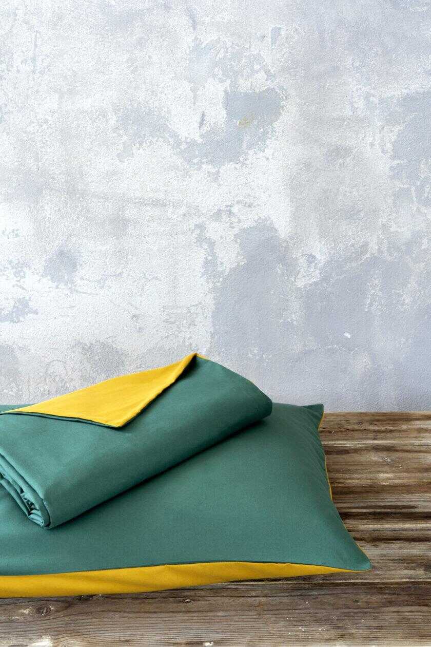 Σετ Παπλωματοθήκη Υπέρδιπλη Abalone - Green / Mustard Beige