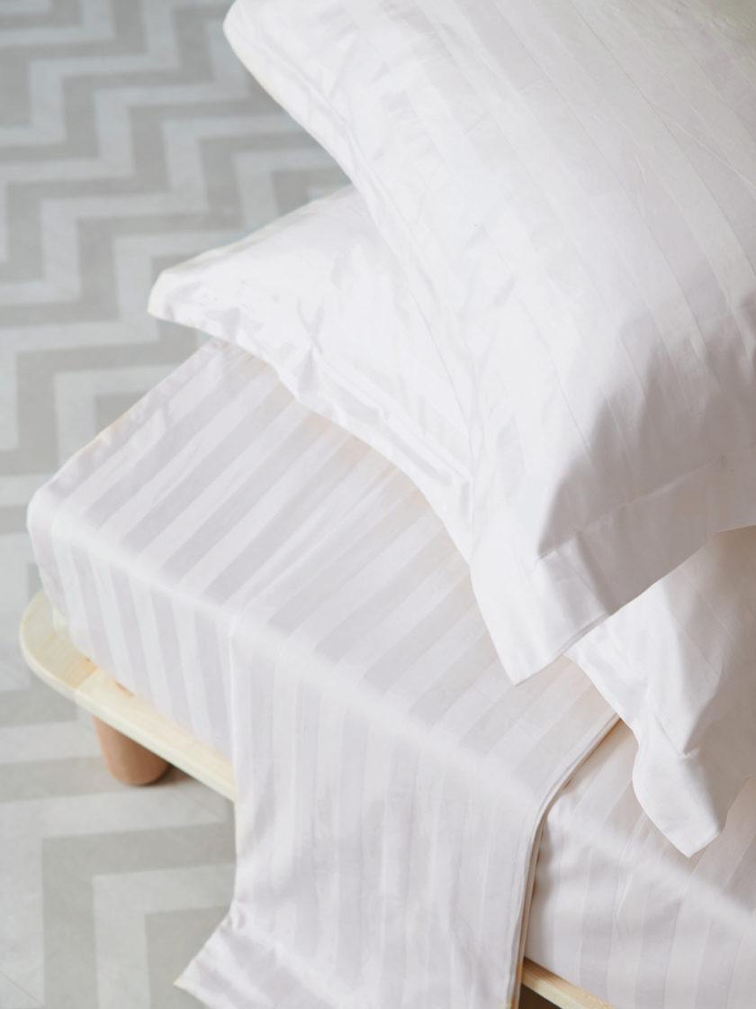 Σετ Παπλωματοθήκη Υπέρδιπλη 240x255 SATIN STRIPES WHITE