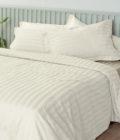 Σετ Παπλωματοθήκη Υπέρδιπλη 240x255 SATIN STRIPES ANTIQUE WHITE