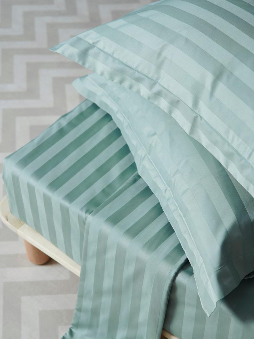 Σετ Υπέρδιπλα Σεντόνια 240x270 SATIN STRIPES JADE