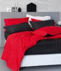 Σετ Υπέρδιπλα Σεντόνια 240x270 SATIN STRIPES FLAME/BLACK