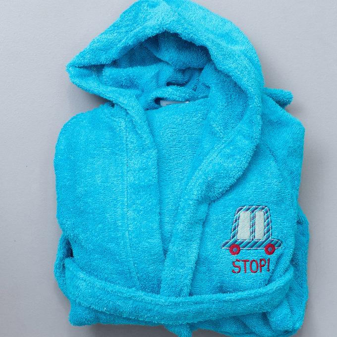 Μπουρνούζι με Κουκούλα Kids Bath STOP CYAN