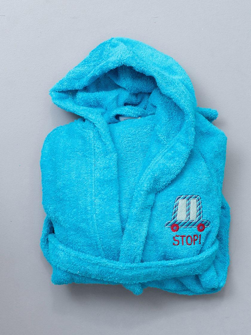 Μπουρνούζι με Κουκούλα Kids Bath STOP CYAN