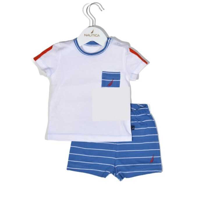 Nautica Des.11 Σετ T-Shirt & Shorts Jersey Organic Μπλε Ριγέ 68cm-1