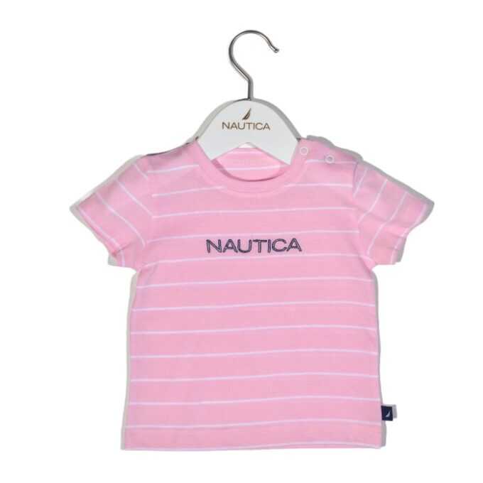 Nautica Des.12 T-Shirt Jersey Organic Ροζ Ριγέ 68cm 3-6 μηνών-1