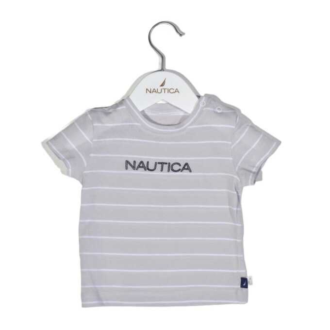 Nautica Des.15 T-Shirt Jersey Organic Γκρι Ριγέ 68cm 3-6 μηνών-1