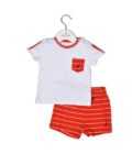 Nautica Des.16 Σετ T-Shirt & Shorts Jersey Organic Κόκκινο Ριγέ 68cm-1